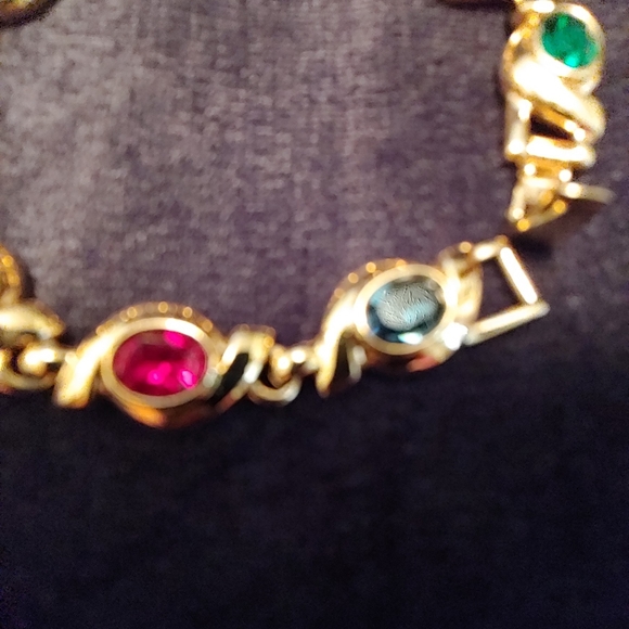 VTG High End  Gripoix Jewel Cabachon Bracelet - Picture 3 of 5